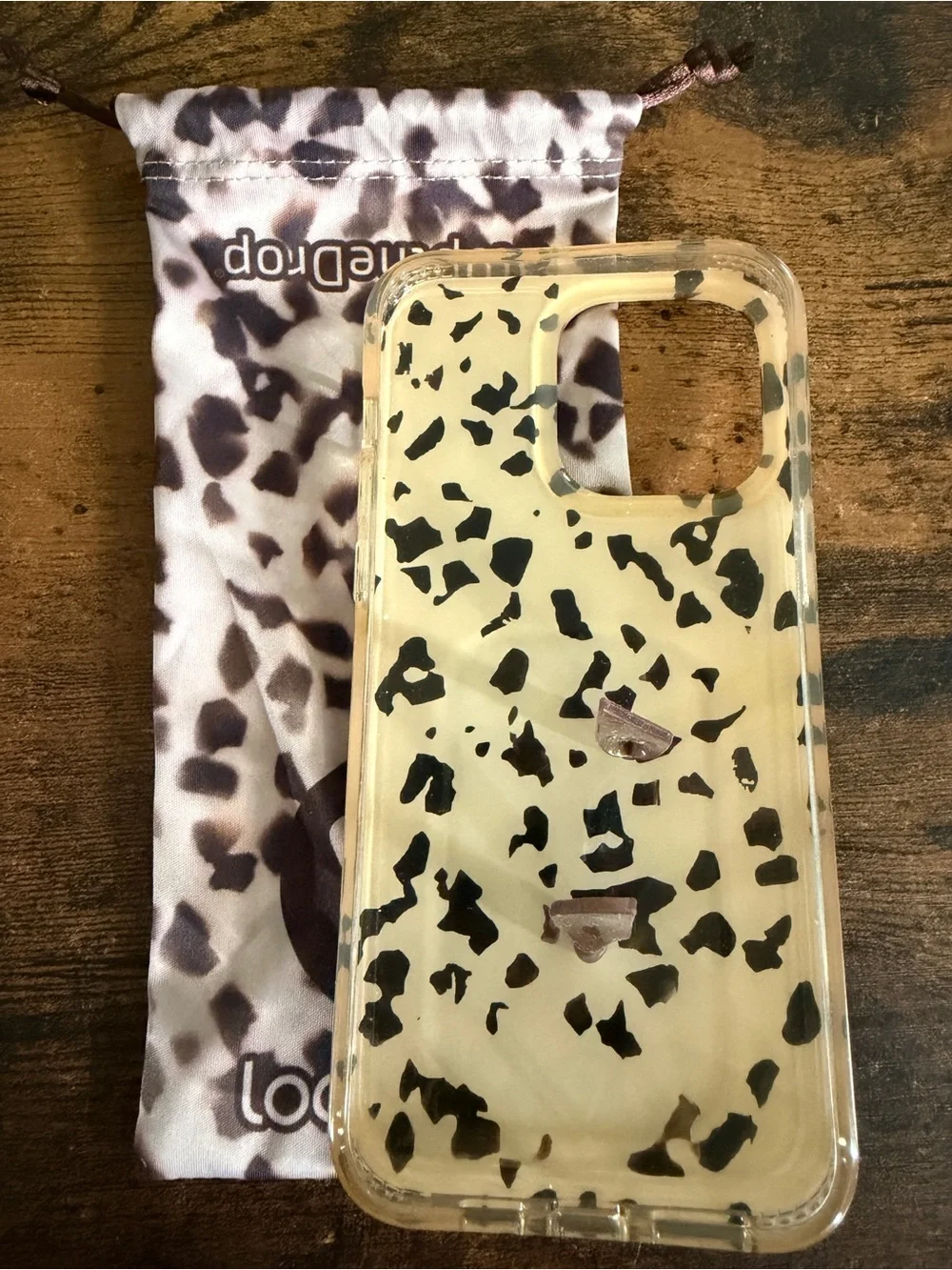 Loopy Case Leopard Print Phone Case - Cream & Black with Strap